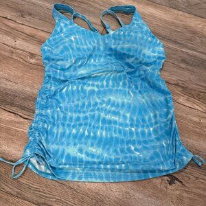 LANDS END WOMENS BLUE TANKINI TOP SIZE 8 UNDERWIRE SWIMSUIT